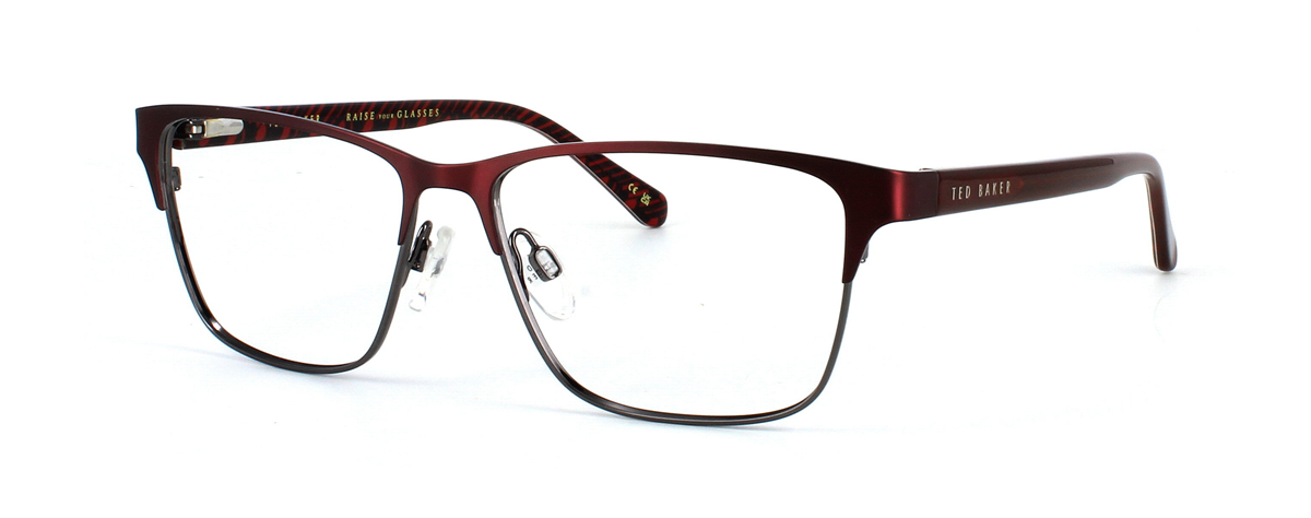 Ted Baker 4345 - Unisex 2-tone urgundy and gunmetal metal rectangular shaped glasses - image view 1