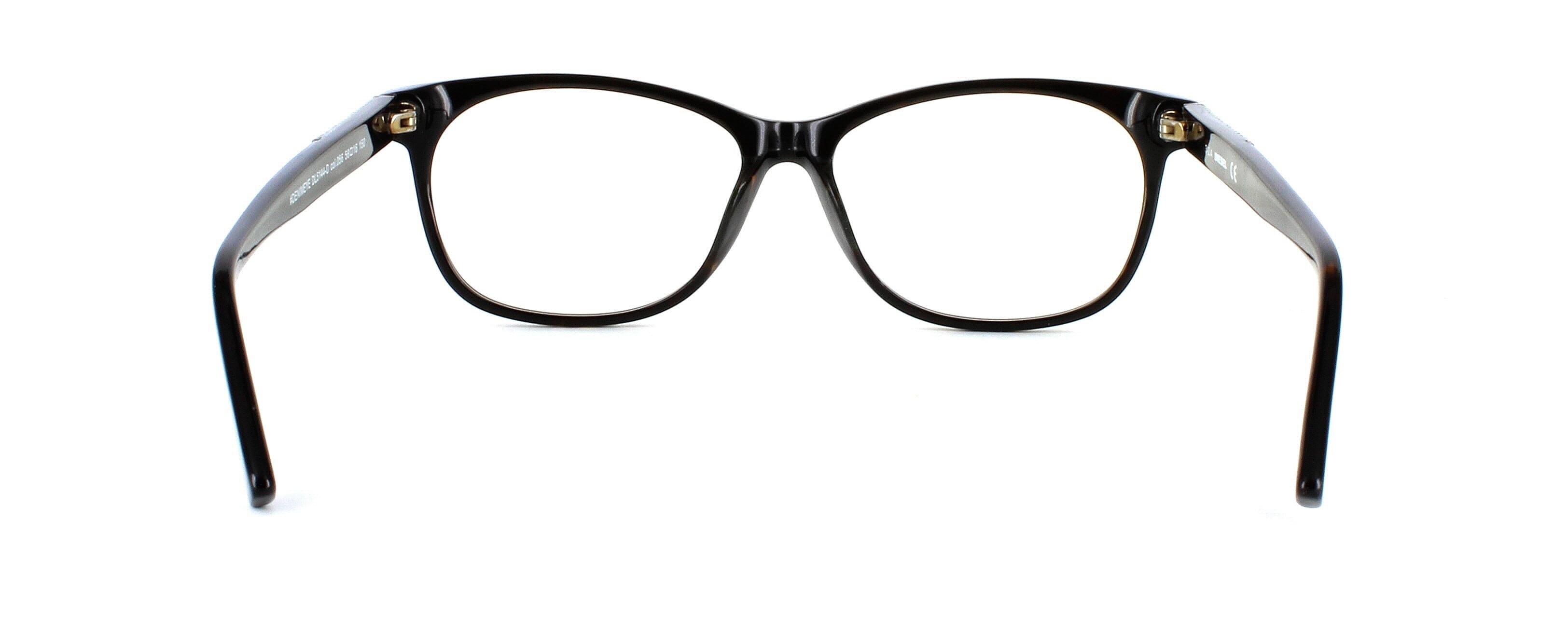 Diesel DL5144 - Light blue denim patterned acetate glasses frame with oval shaped lenses and barrel hinges leading to dark tortoise acetate arms - image view 3