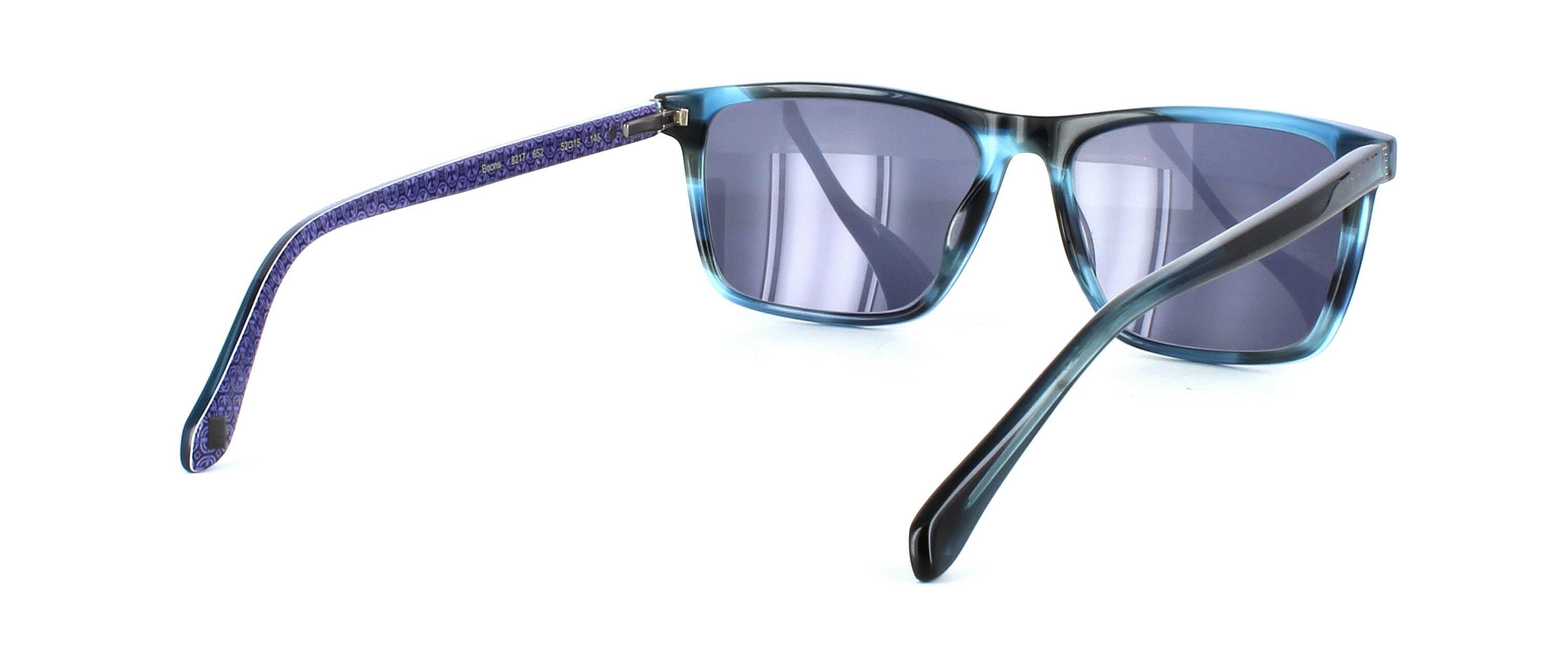 Ted Baker 8217 652 - Unisex prescription sunglasses here in shiny blue with tinted grey lenses with sprung hinge temples - image view 4