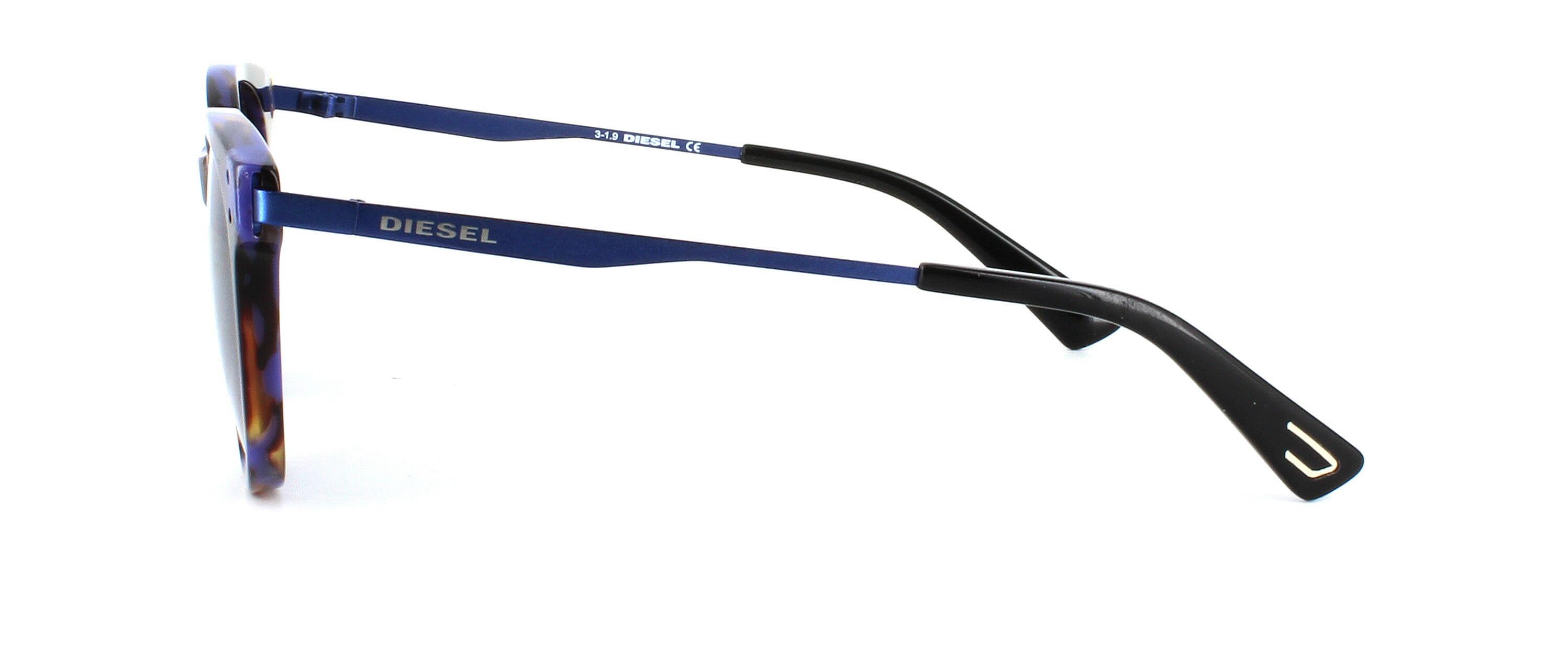 Diesel 5297 055 - Ladies acetate mottled mixed colour acetate with purple metal arms presented as prescription sunglasses - image view 2