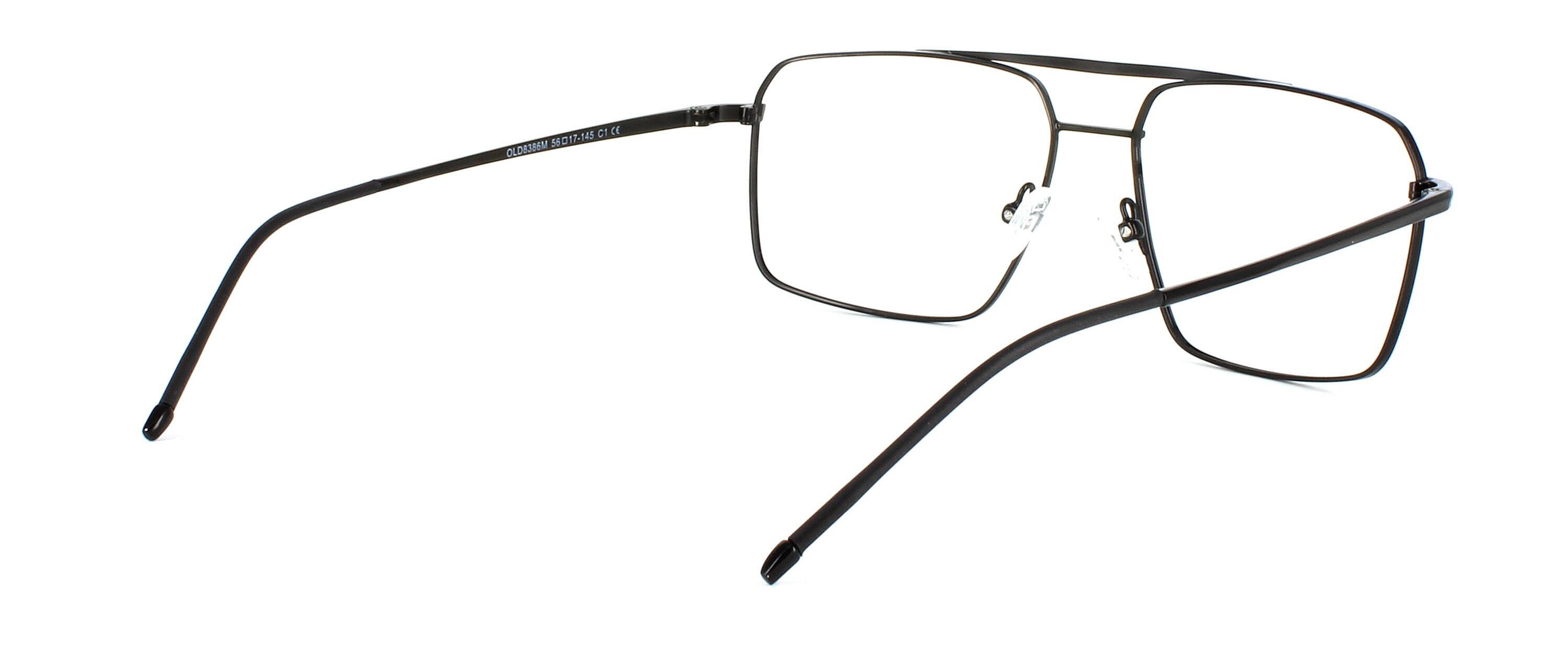 Tipton - Black gent's aviator style glasses frame with large square shaped lenses - image view 4