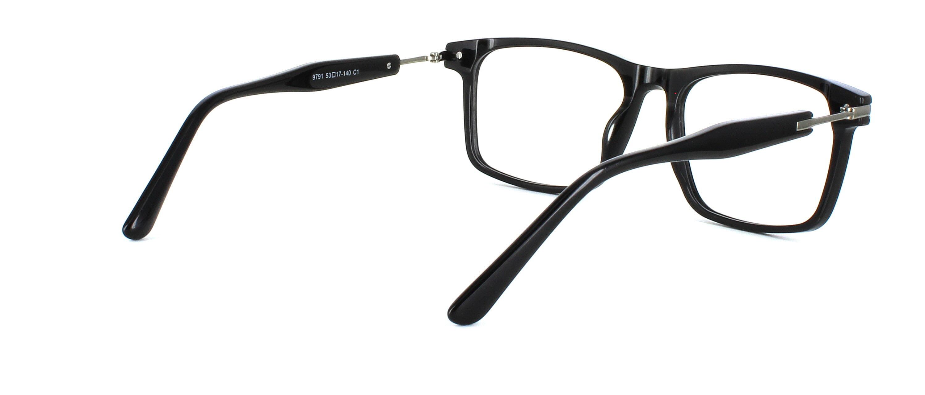 Adderley - Unisex acetate glasses in back with metal temple and fixed hinge - image view 4