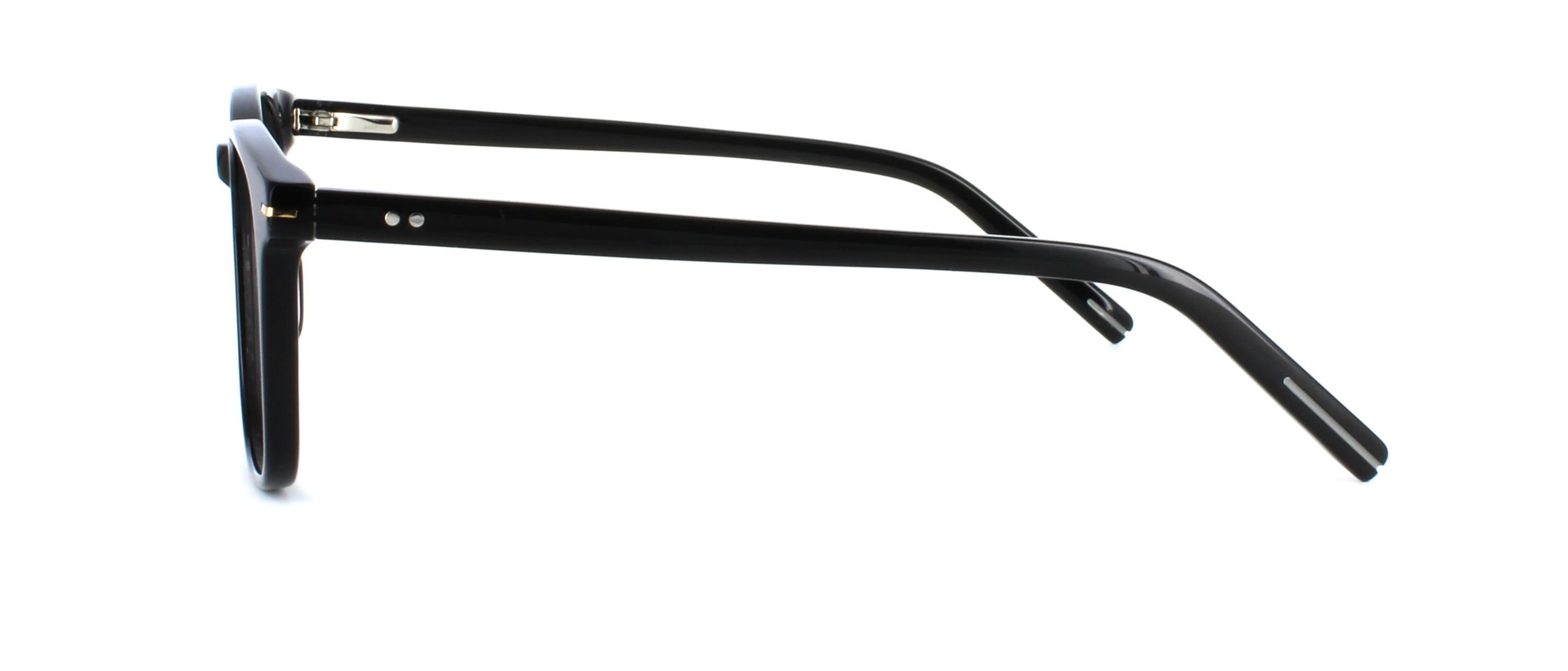 Fishlick - Shiny black acetate glasses frame for him and her with round shaped lenses and sprung hinge temples - image view 2