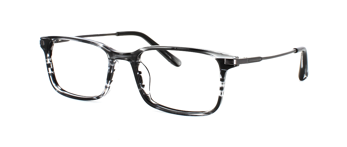 Tenchy - Rectangular unisex acetate in stripe grey with gunmetal coloured metal arms and sprung hinged temples - image view 1