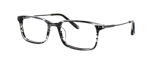 Tenchy - Rectangular unisex acetate in stripe grey with gunmetal coloured metal arms and sprung hinged temples - image view 1