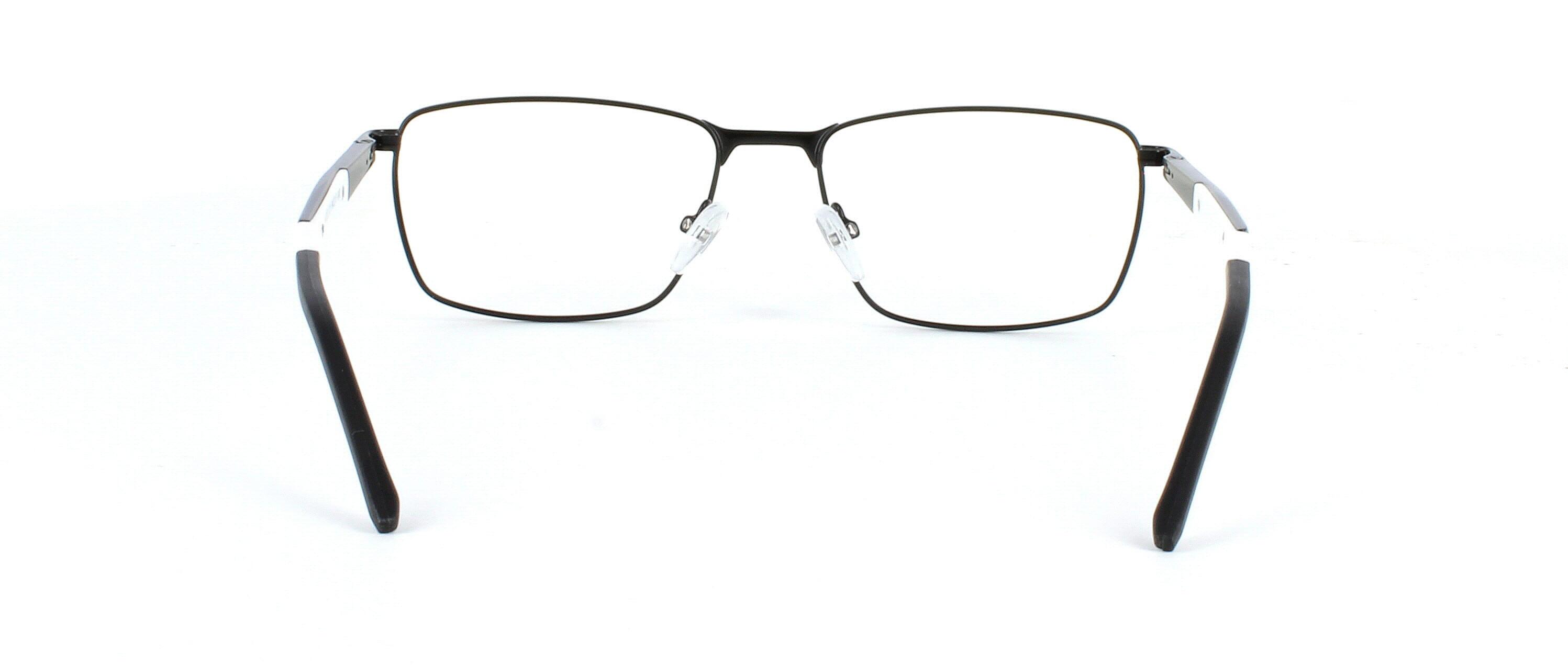 Millsy - Gent's black and white rectangular shaped metal glasses frame with sprung hinged metal and acetate arms - image view 3