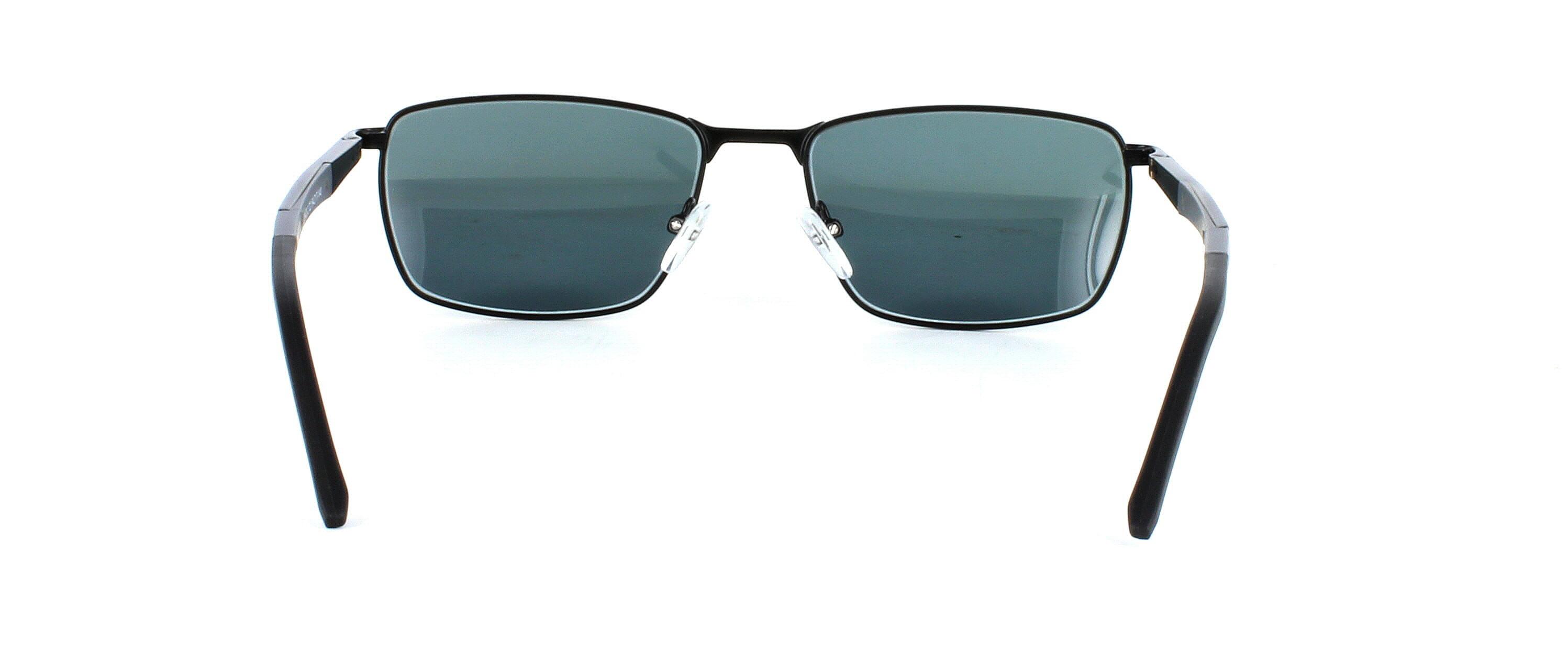 Millsy - Gent's rectangular shaped metal sunglasses in black and gunmetal - image view 3
