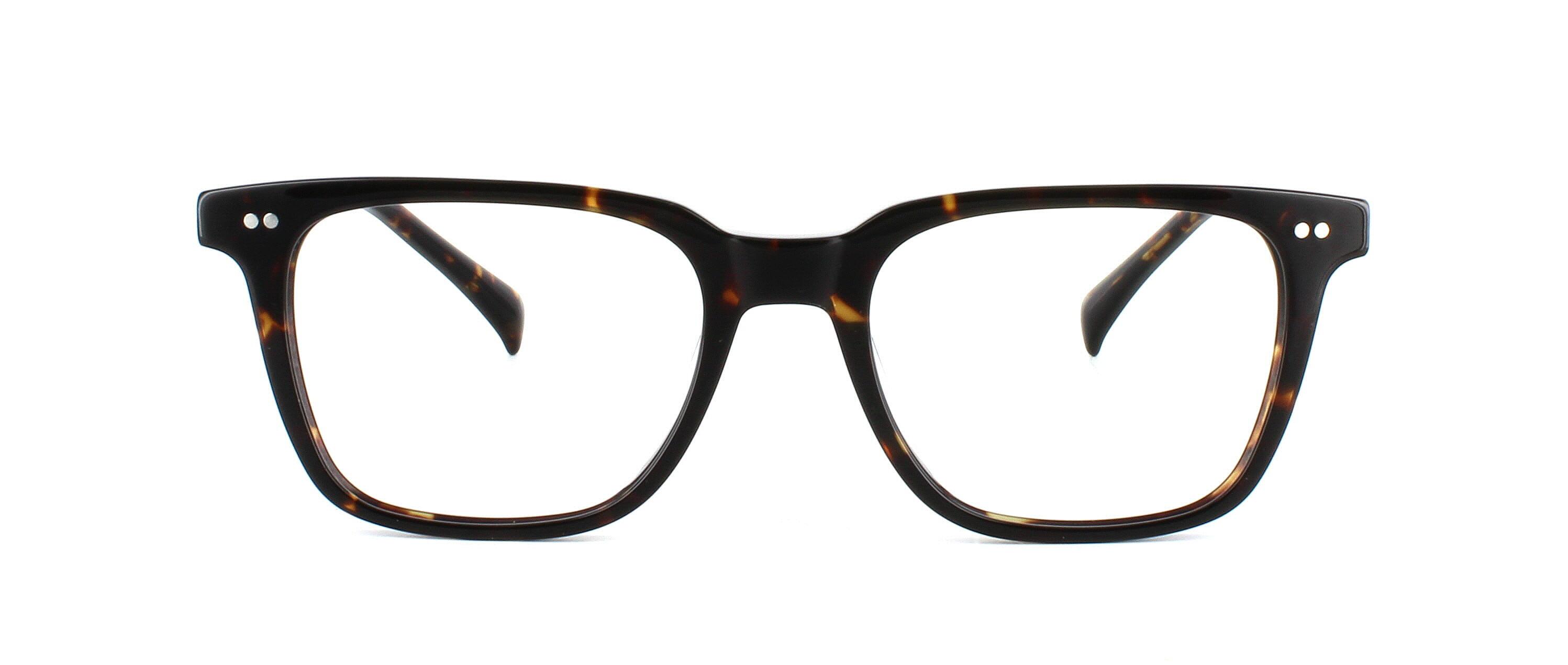 Vega - Stylish shiny tortoise unisex acetate glasses frame with 5 barrel hinges and matching arms. Rectangular shaped lenses - image view 5