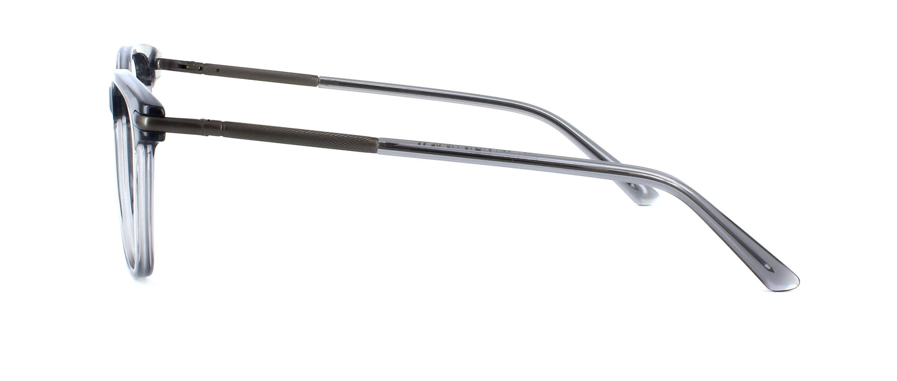 Brunel - Round shaped acetate glasses frame in crystal grey with sprung hinged temples - image view 2