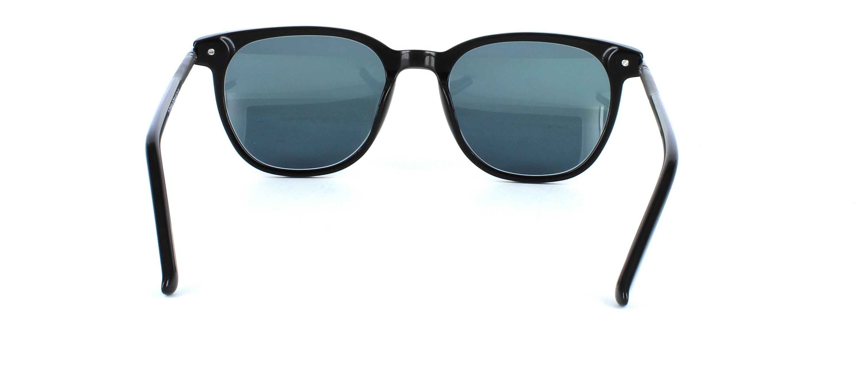 Brunel - Round shaped acetate sunglasses frame in shiny black with sprung hinged temples - image view 3