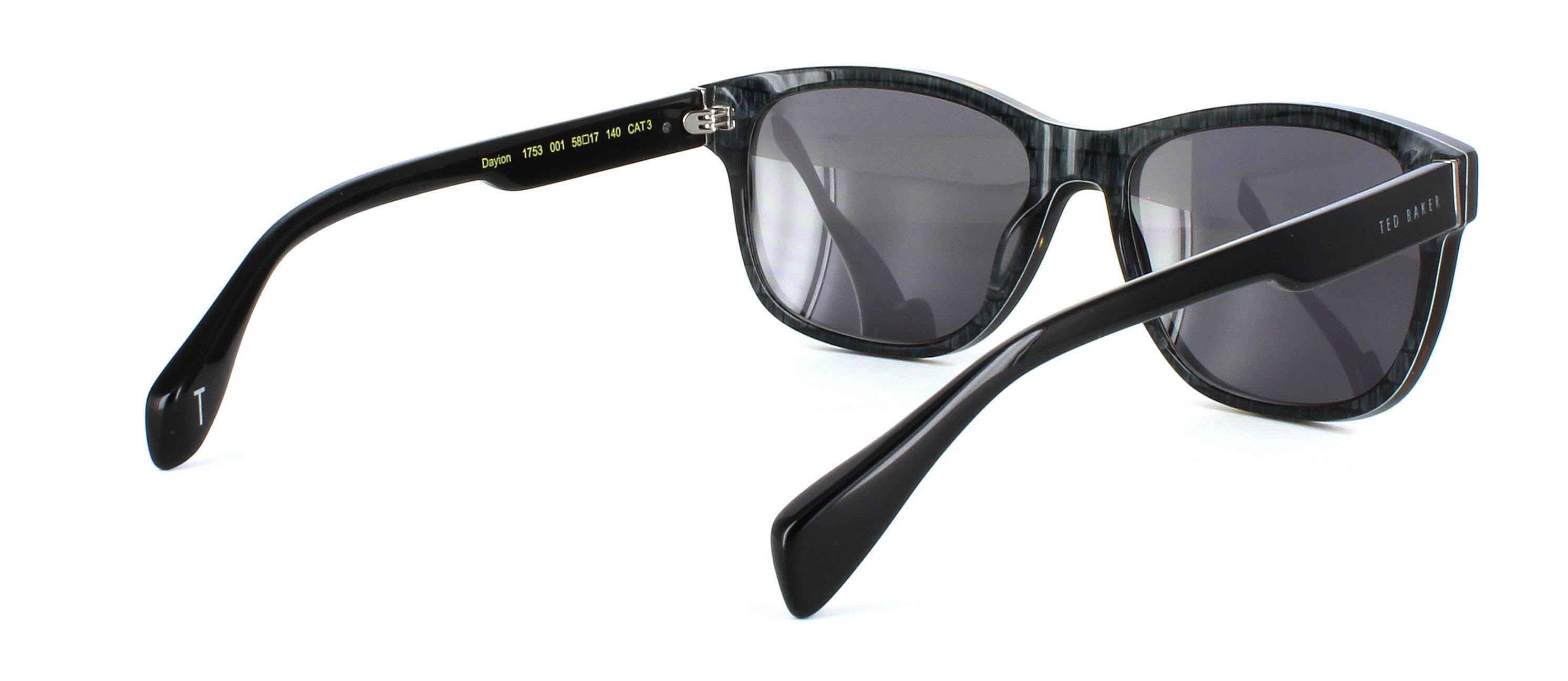 Dayton by Ted Baker - Unisex acetate sunglasses in black and tortoise with blue patterned reverse with black arms - image 4