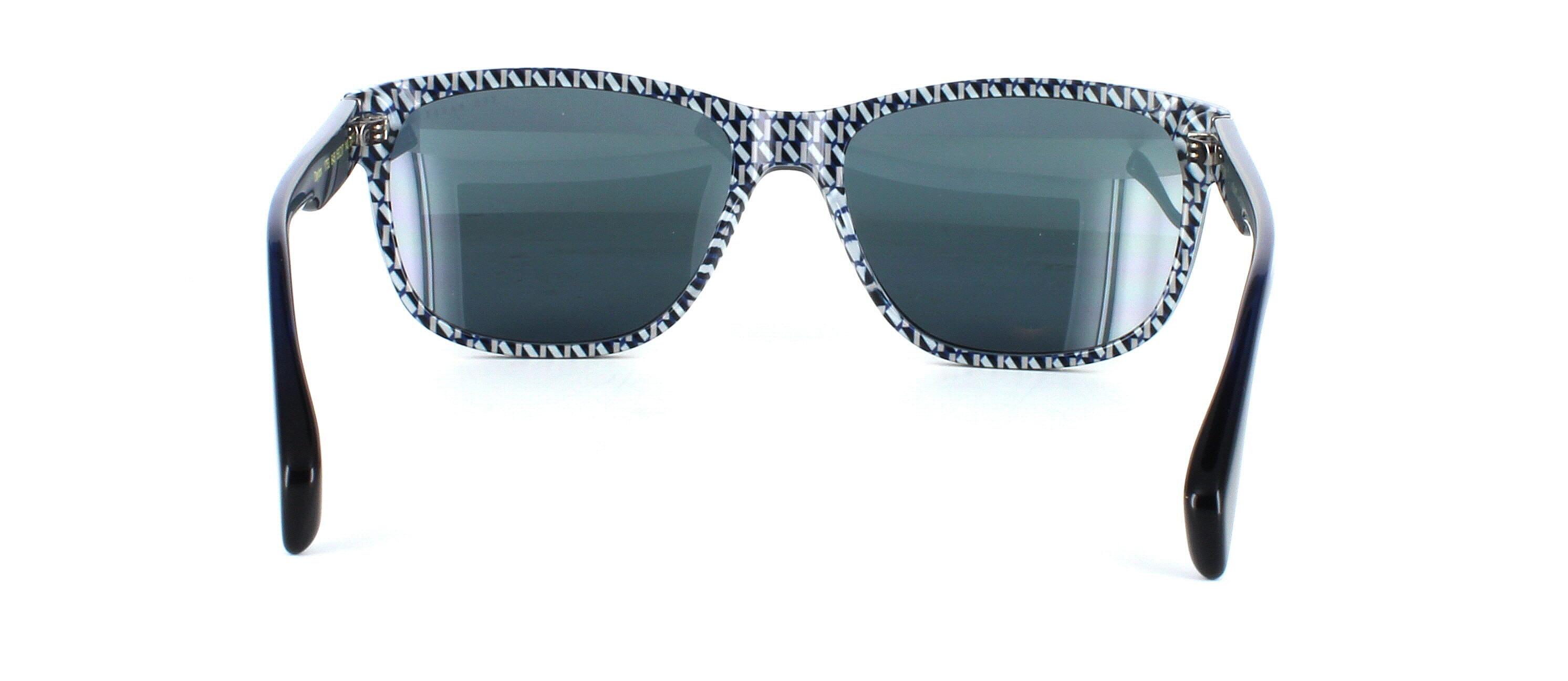 Ted Baker Dayton - Dark blue acetate unisex sunglasses with crystal blue arms and patterned reverse - image view 3