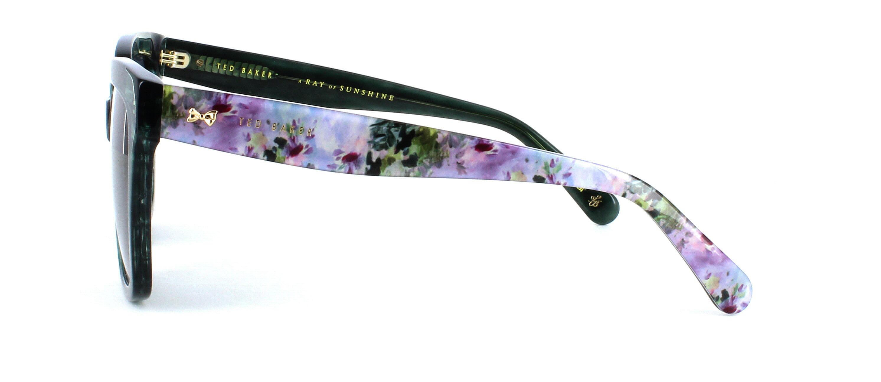 Ted Baker Sandi - Womens crystal green large sunglasses with floral patterned acetate arms - image view 2
