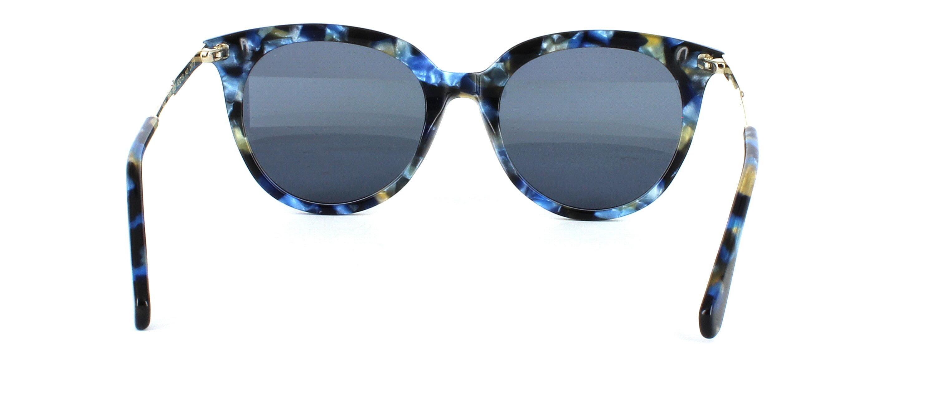 Ted Baker Suzy sunglasses - Mottled blue acetate round shaped sunnies for women with gold metal arms - image view 3