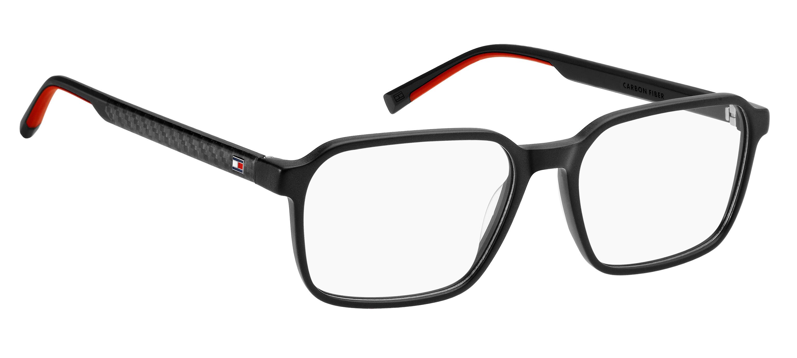 TH2199 is a masculine black and red frame with flex hinges and rubber coated ear tips - image view 3