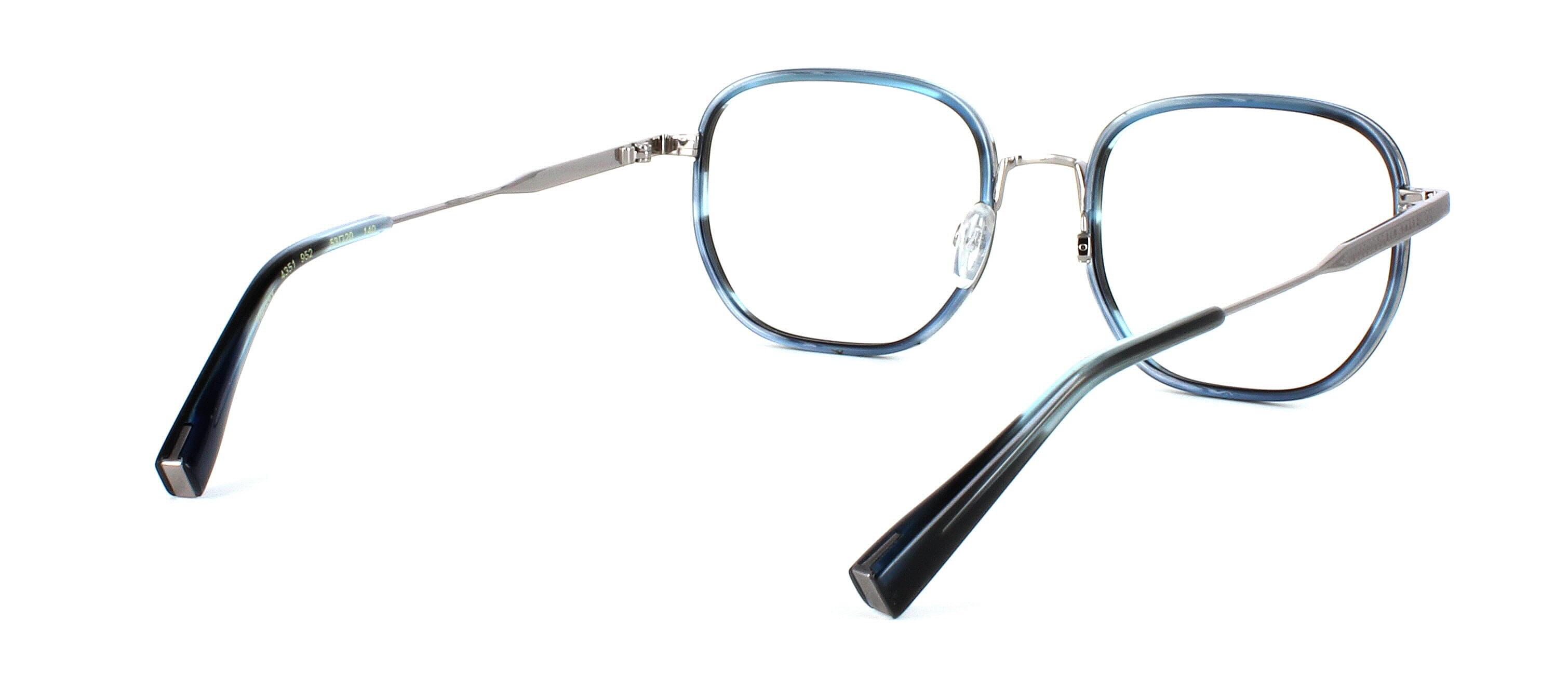 Ted Baker Harvey - Light gunmetal, grey and blue tortoise combination metal and acetate frame with square shaped lenses - image view 4