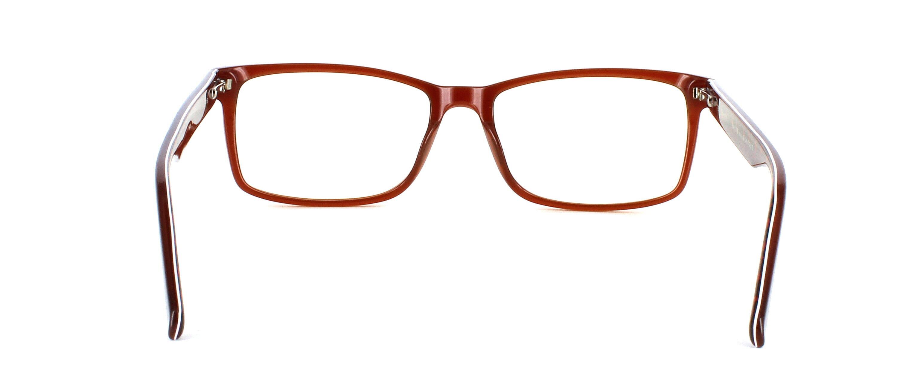 Ted Baker Felix - Milky amber unisex frame with matching arms that have a burgundy patterned reverse and sprung hinged temples - image view 3