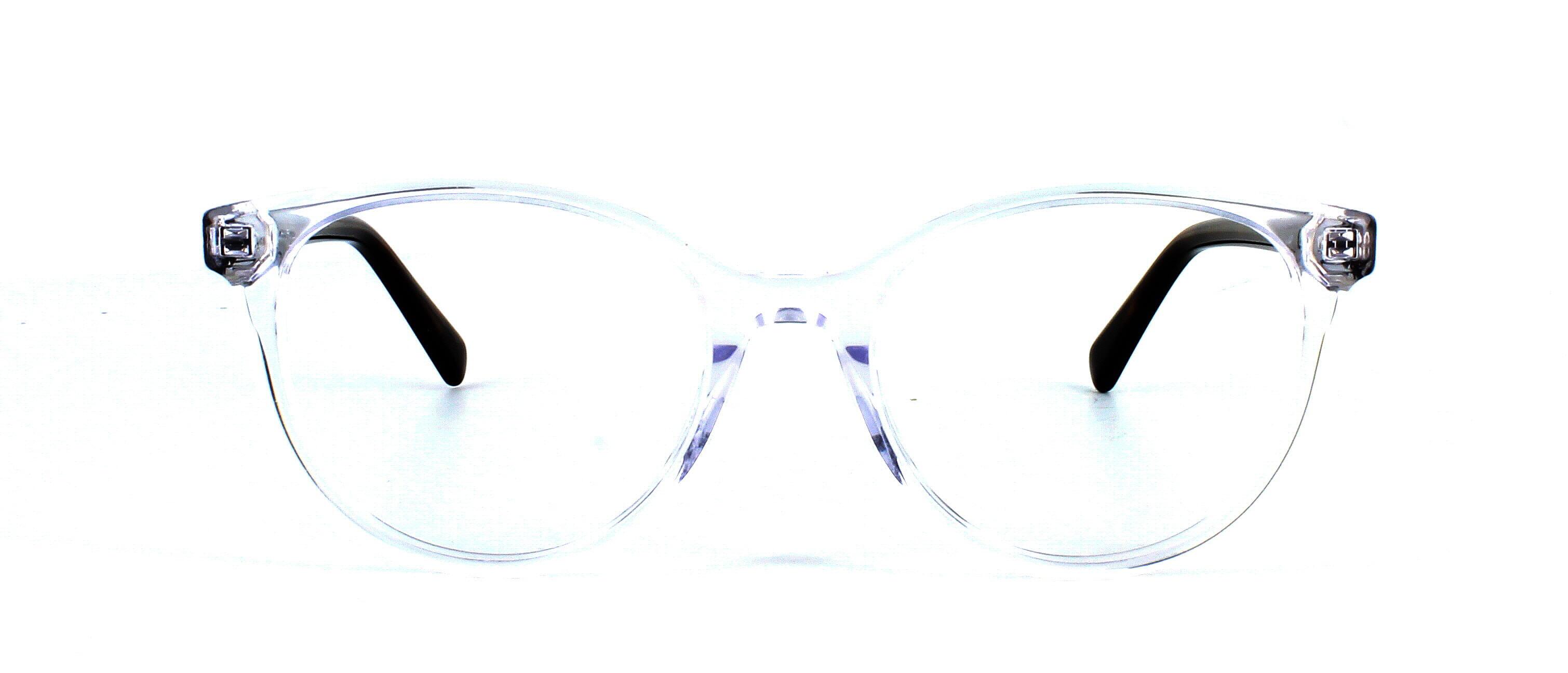 Ladies cat eye frames in clear crystal with rich havana arms on spring loaded temples - image view 5