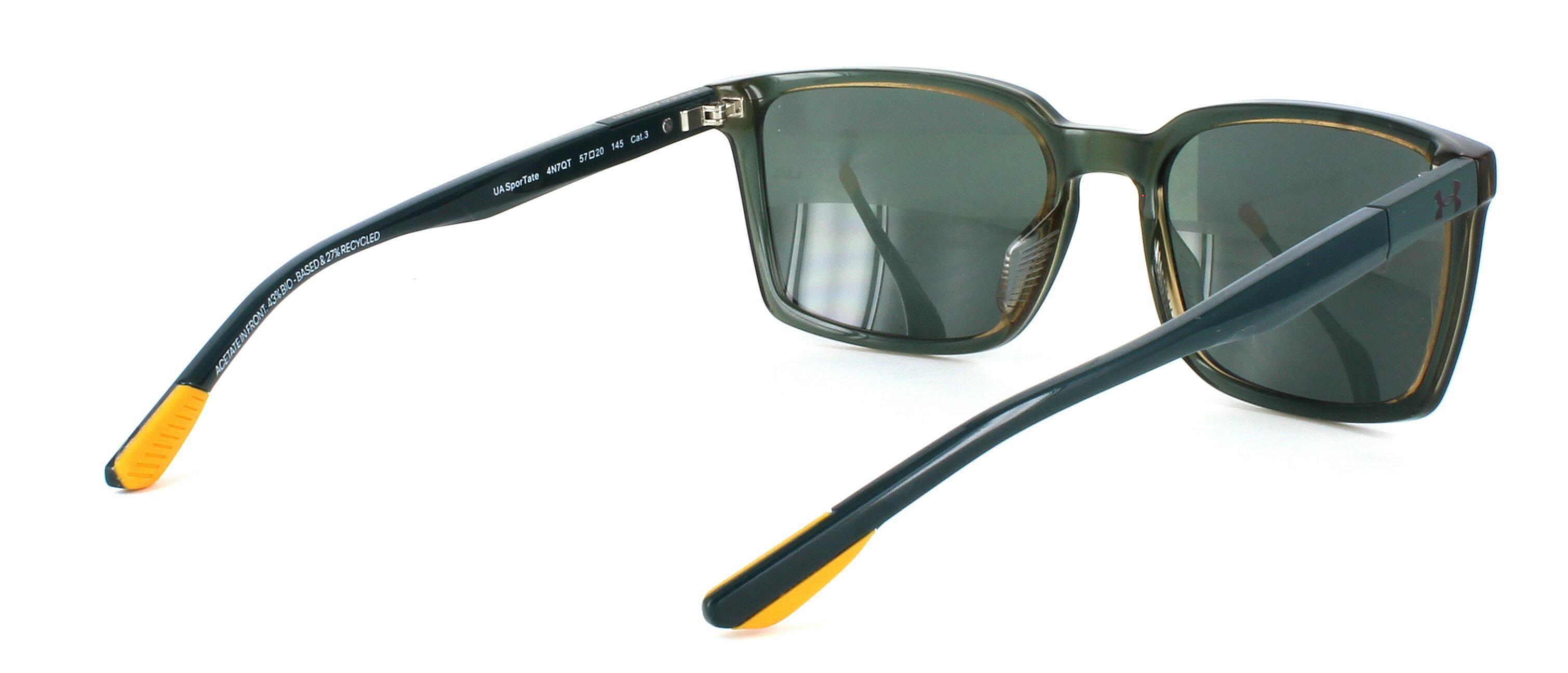 Unisex rectangular shaped eco acetate sports prescription sunglasses in green with beige reverse with TR90 material constructed temples - image view 4