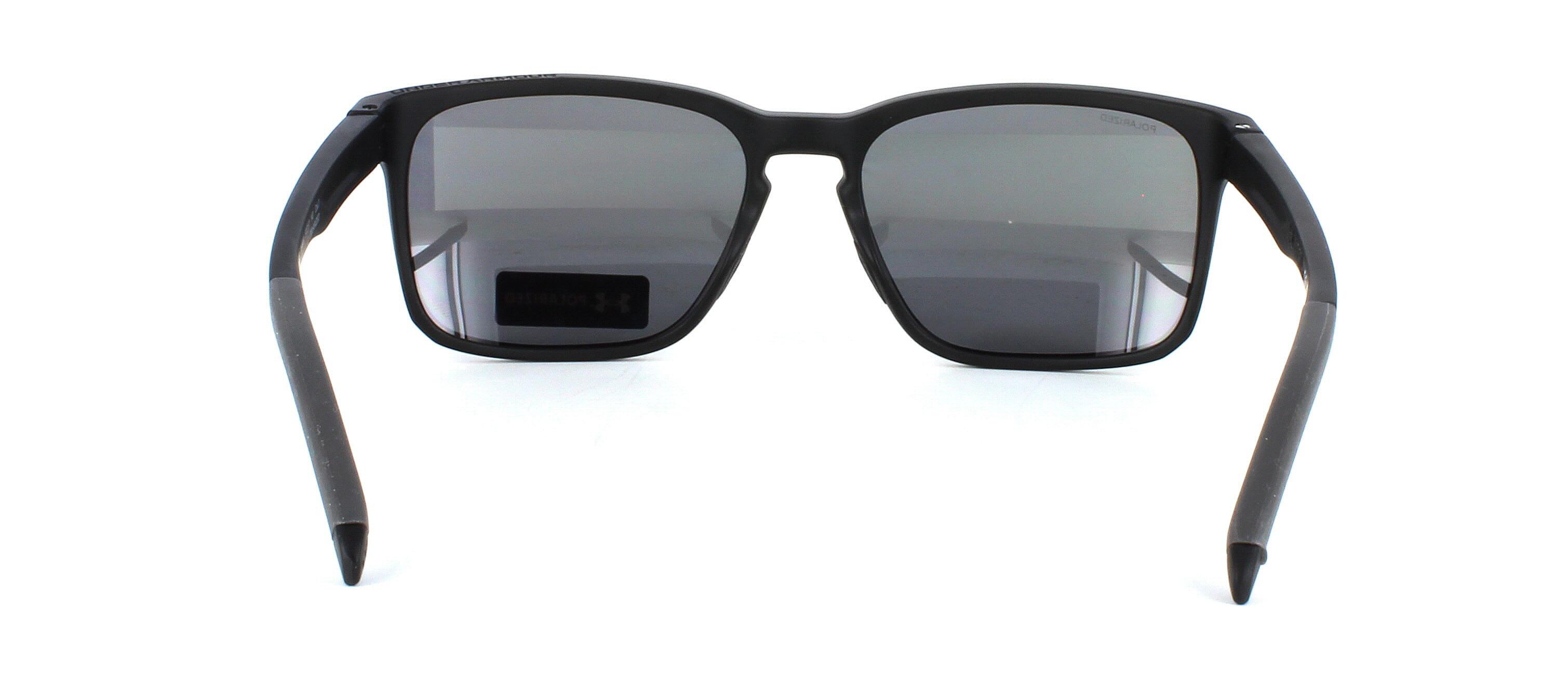 Men's rectangular shaped recycled plastic matt black prescription glasses with rubber nose pads and silicone sleeves for a non slip fit - image view 3