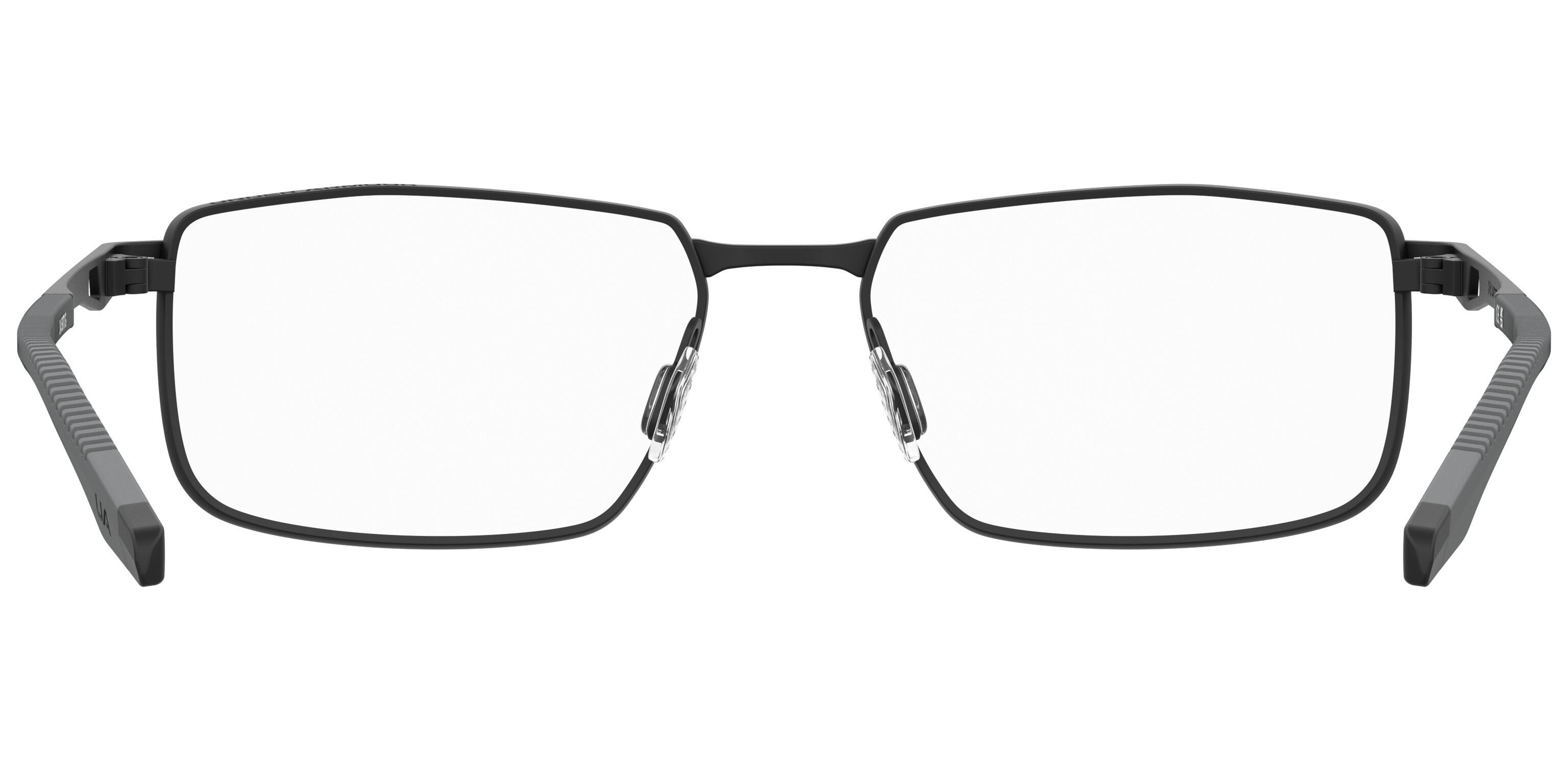 Men's rectangular shaped lightweight titanium frame in black with a fixed hinge and adjustable nose pads and ear tips which add comfort and durability - image view 2