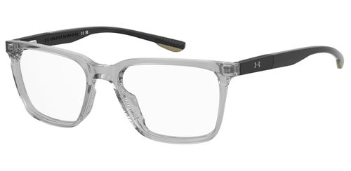 Men's acetate frame here presented in crystal grey with black arms, laser etched logo to the temple and sprung hinged temples - image view 1