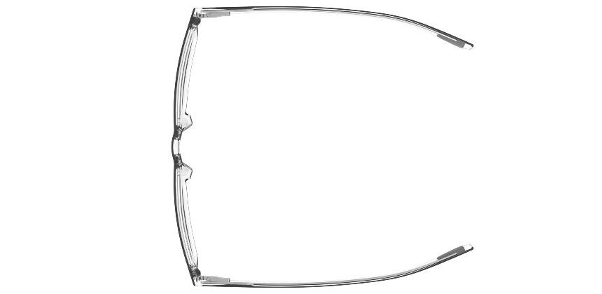 Large men's acetate rectangular shaped glasses in black and crystal with a foil logo at the temple and sprung hinged temples - image view 3