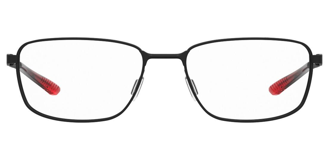 Gent's black stainless steel rectangular shaped glasses with carbon fiber temples with rubber coated inserts and ear tips and adjustable nose pads - image view 6