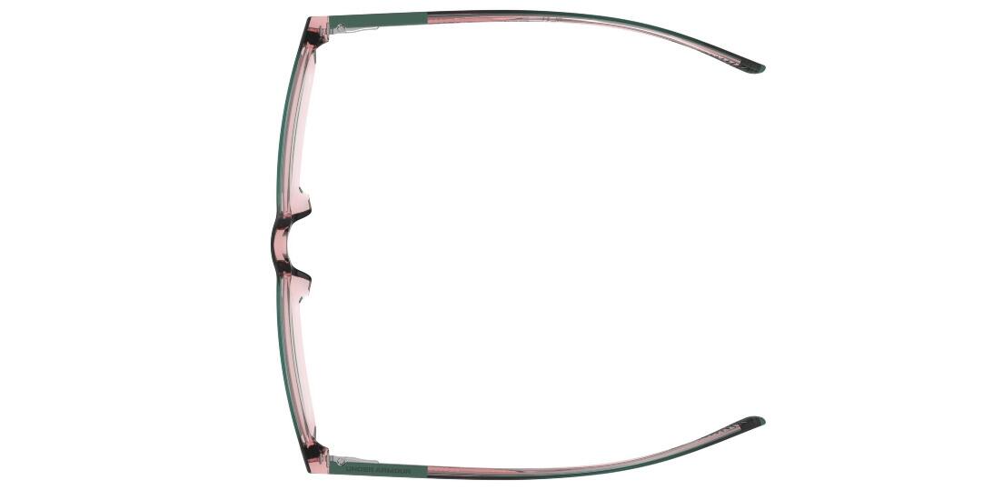 Women's eco-frindly acetate glasses in crystal green with foil logo at the temples and laminated accents at the ear tips and temples - image view 3