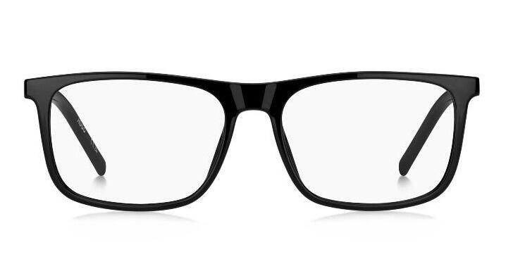 Men's rectangular shaped eco-cellulose frame with sprung hinged temples supporting multi-textured arms in black with red trim - image view 4
