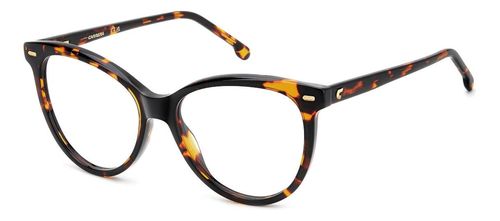 Women's classic round shaped acetate designer eyewear with sprung hinged temples here presented in havana with matching arms - image view 1