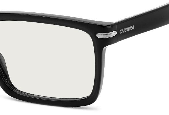 Men's black and gold rectangular acetate glasses with 5 barrel hinges with the brand logo etched in the temple - image view 3