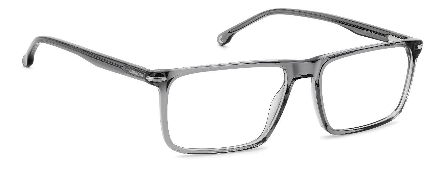 Men's crystal grey rectangular shaped designer glasses made from high density acetate with matching arms - image view 3