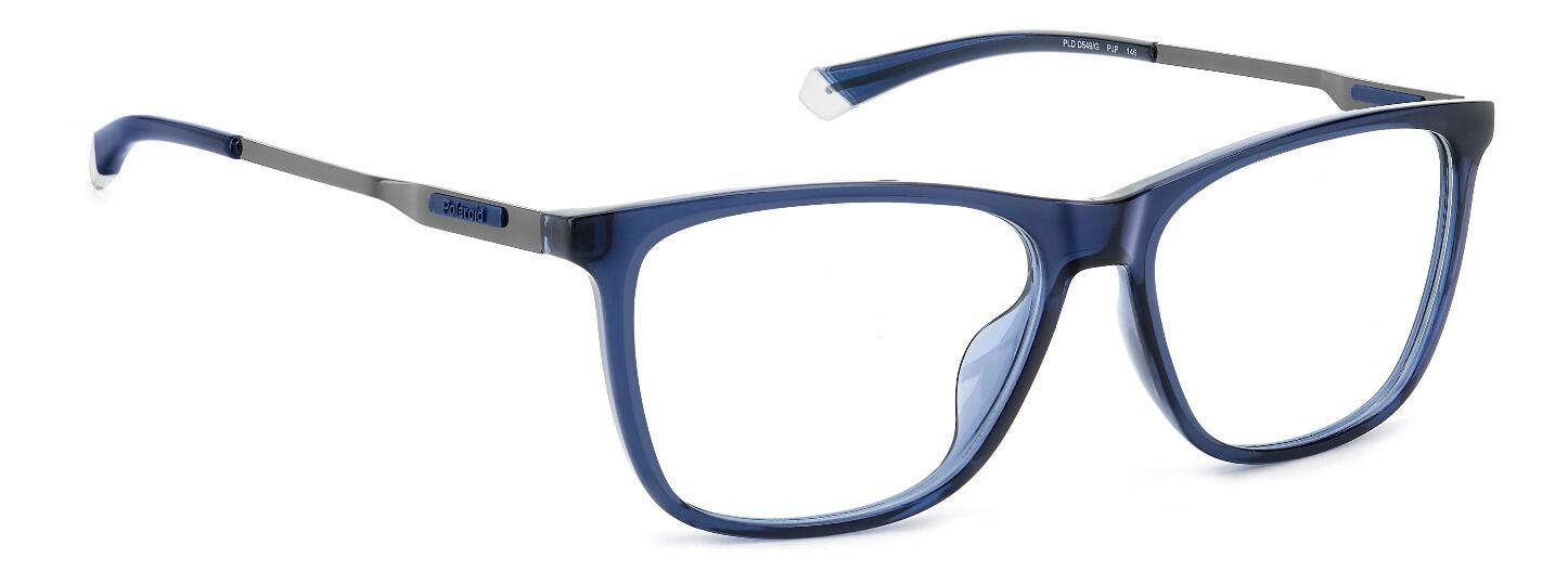 Gent's rectangular shaped eco-polyamide and eco-stainless steel frame here in blue with gunmetal, metal arms - image view 4