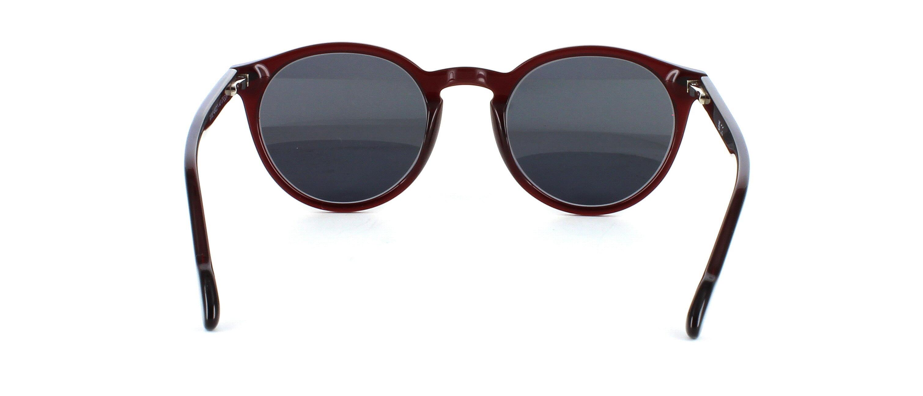 Women's round shaped burgundy acetate prescription sunglasses frame with sprung hinged arms - image view 3