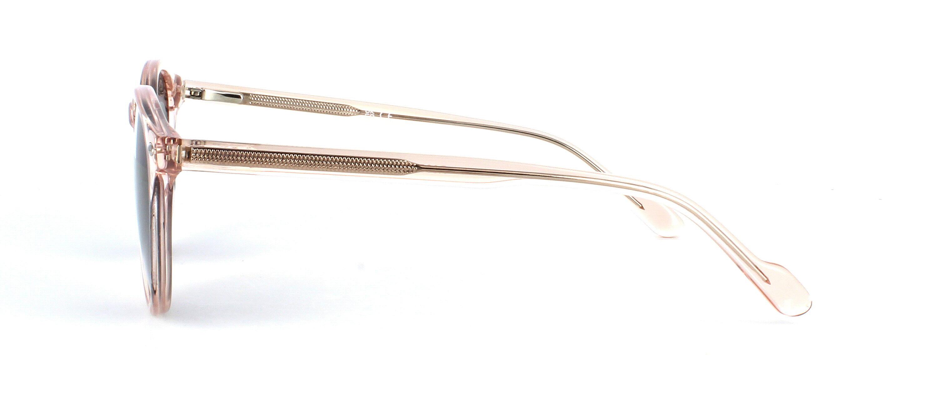 Women's round shaped crystal beige acetate prescription sunglasses frame with sprung hinged arms - image view 2