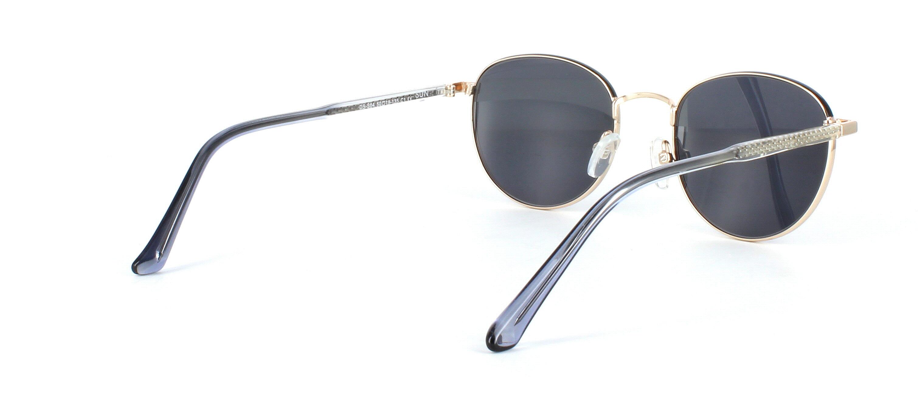 2-tone ladies metal round shaped prescription suinglasses here in black & gold - image view 4
