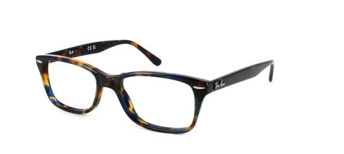 Ray Ban 5428 women's rectangular acetate full rim optical frames in havana with a hint of blue with  hinges - image view 1