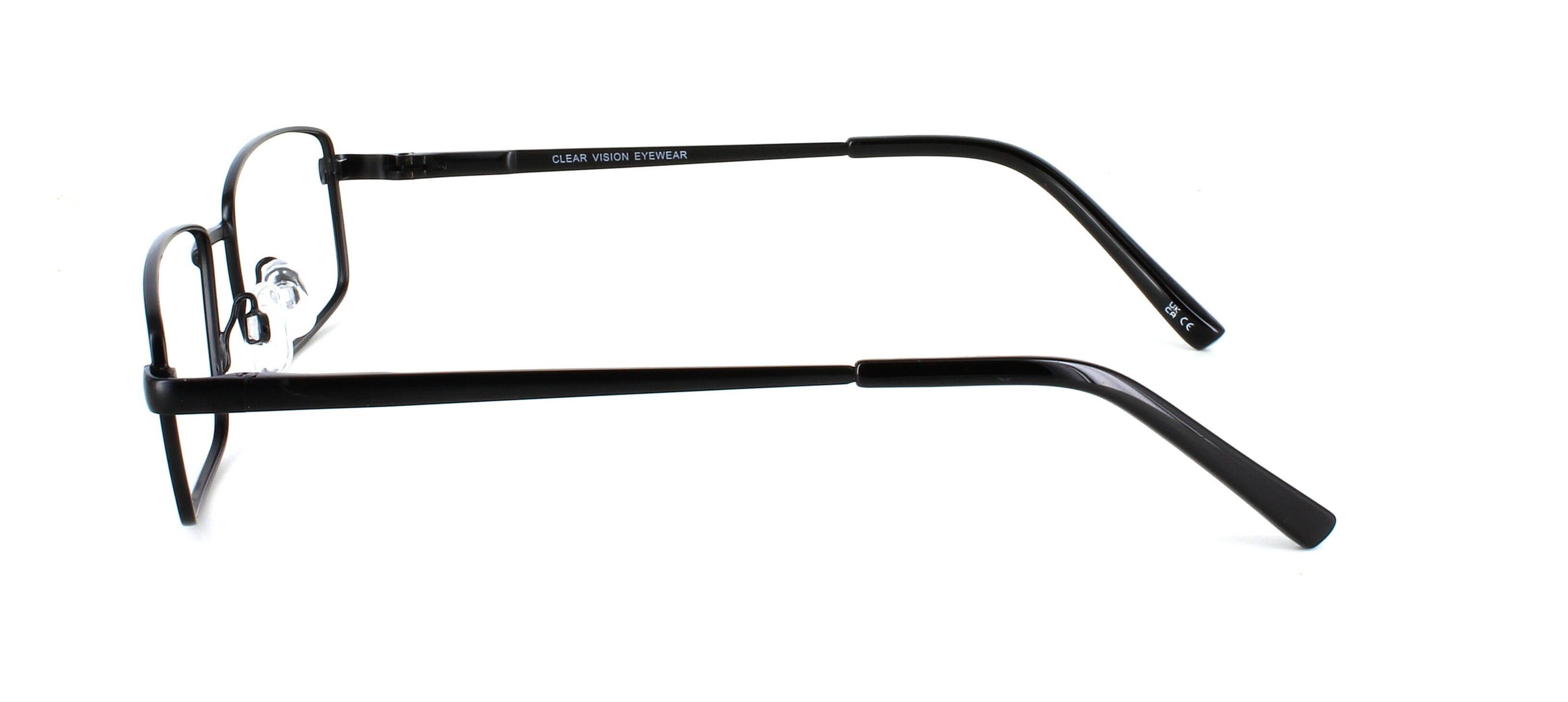 Lenny - Matt Black men's rectangular metal full rim optical frames in black with sprung hinges - image view 2