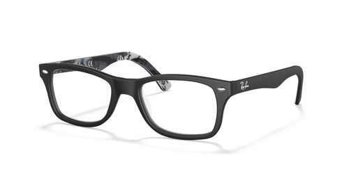 Ray Ban 5228 5405 unisex's rectangular acetate full rim optical frames in black/white with fixed hinges - image view 3