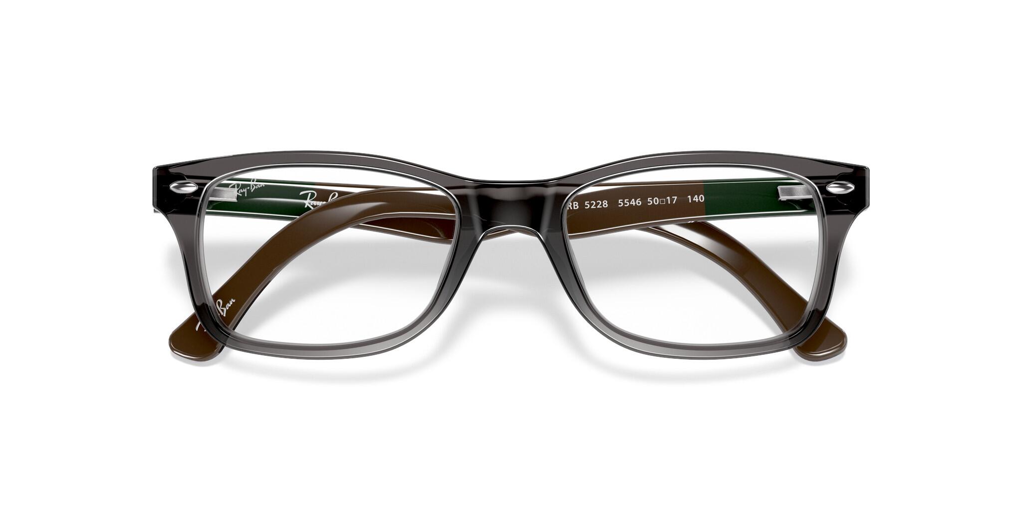 Ray Ban 5228 5546 unisex's rectangular acetate full rim optical frames in grey with fixed hinges - image view 5