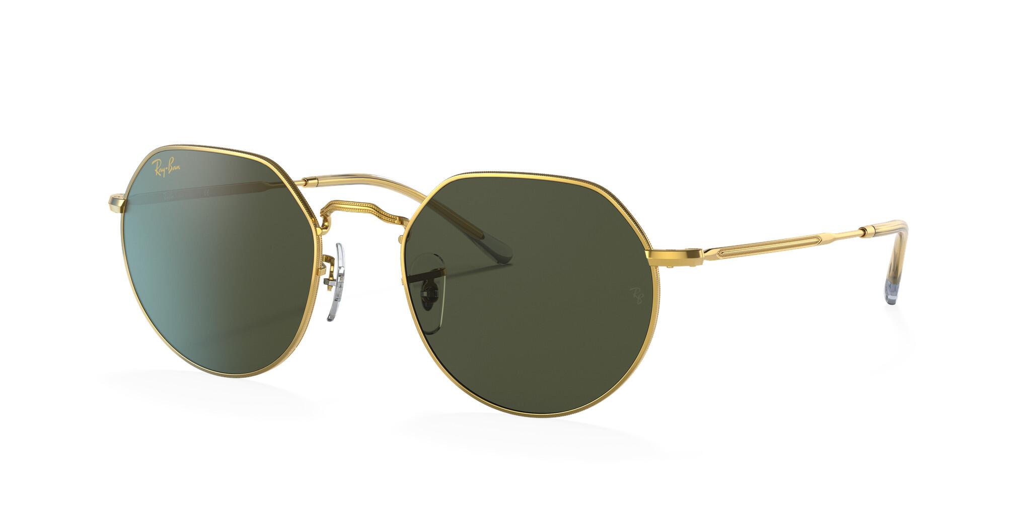 Ray Ban 3565 9196 unisex's hexagonal metal full rim non-prescription sunglasses in gold with fixed hinges - image view 1