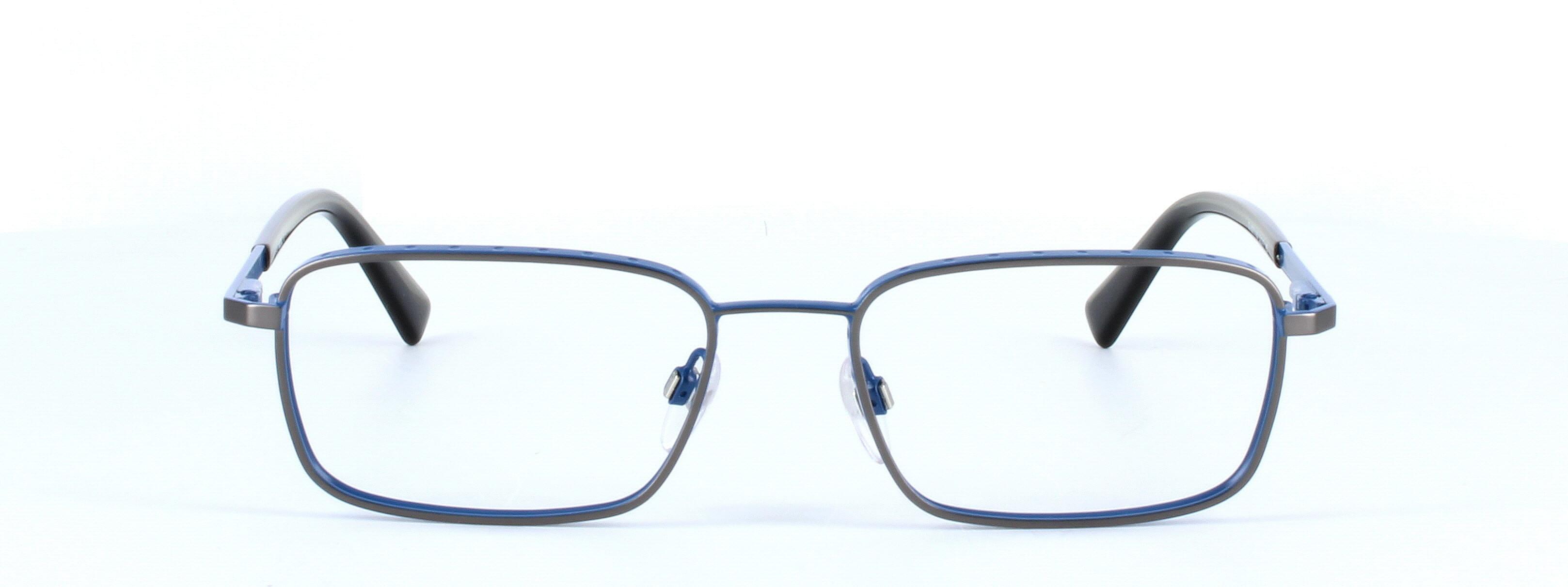 Diesel 5273 - Unisex designer glasses - 2 tone full rim rectangular shaped metal frame on gunmetal and blue - image view 5