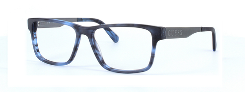 Guess 1995 - Smoked blue unisex acetate glasses with rectangular shaped lens profile - image view 1
