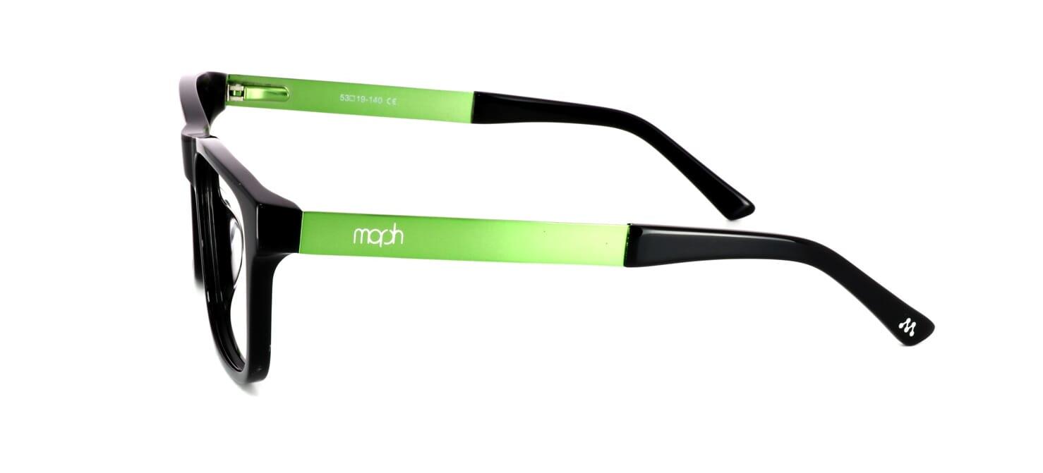 Yazor - unisex acetate frame in black with green metal arms - image 2