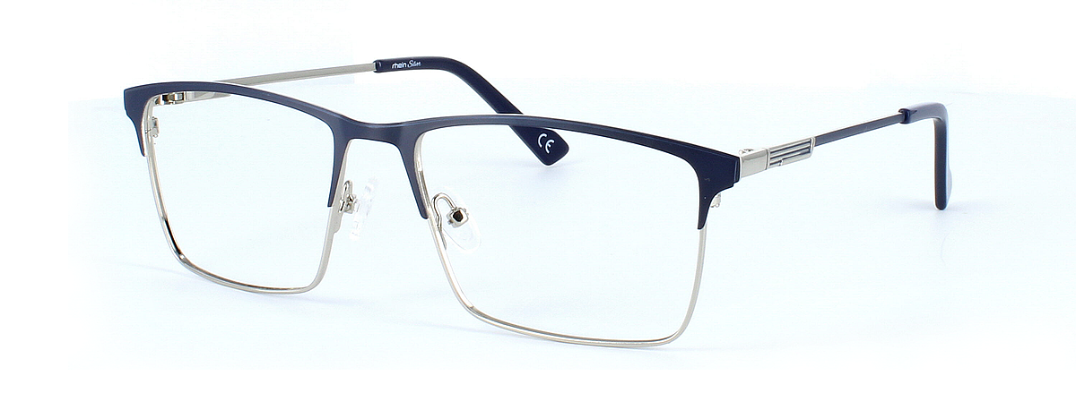 Warminster - blue & silver gent's glasses frame with rectangular shaped lenses - image view 1