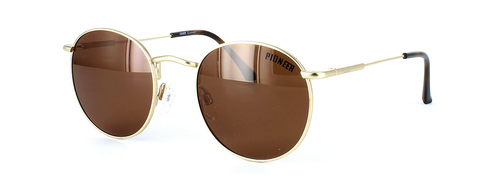 Olmeto - Unisex round shaped prescription sunglasses in gold - choose green, brown or grey tints inc in the price - image view 1