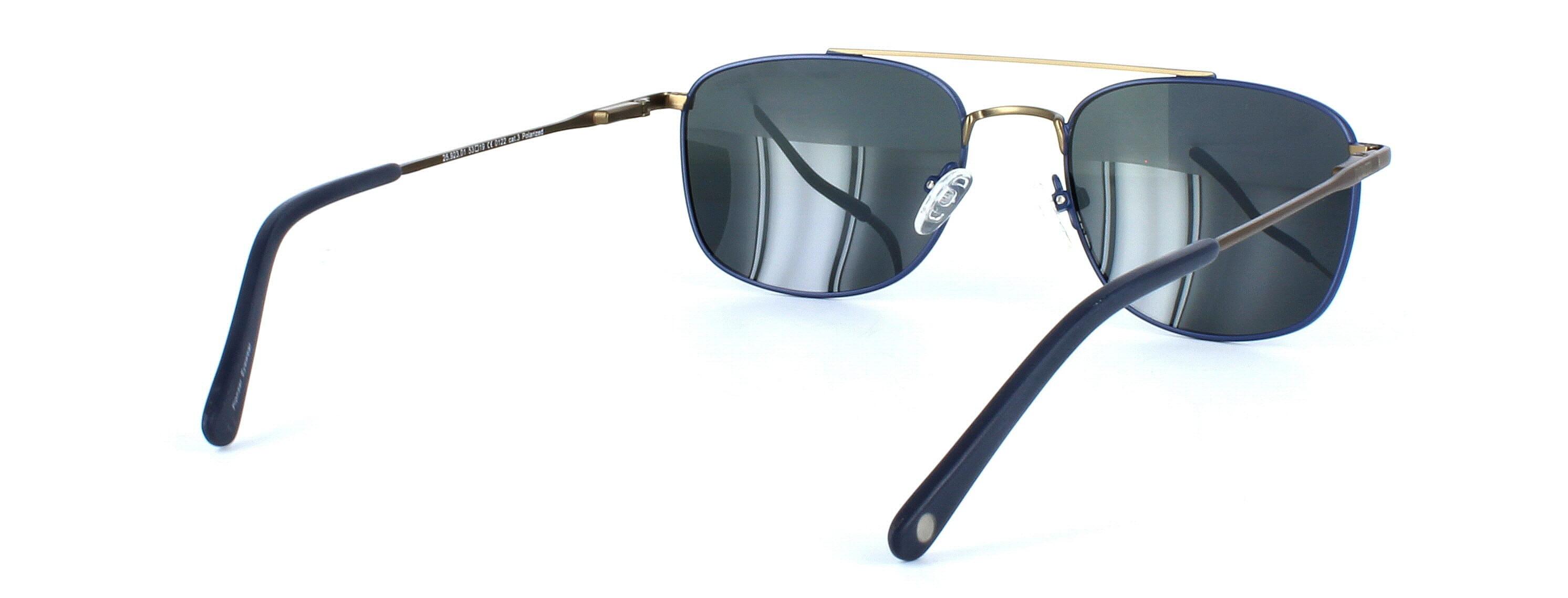 Carlo - Unisex 2-tone aviator style sunglasses here in blue and bronze - image view 2