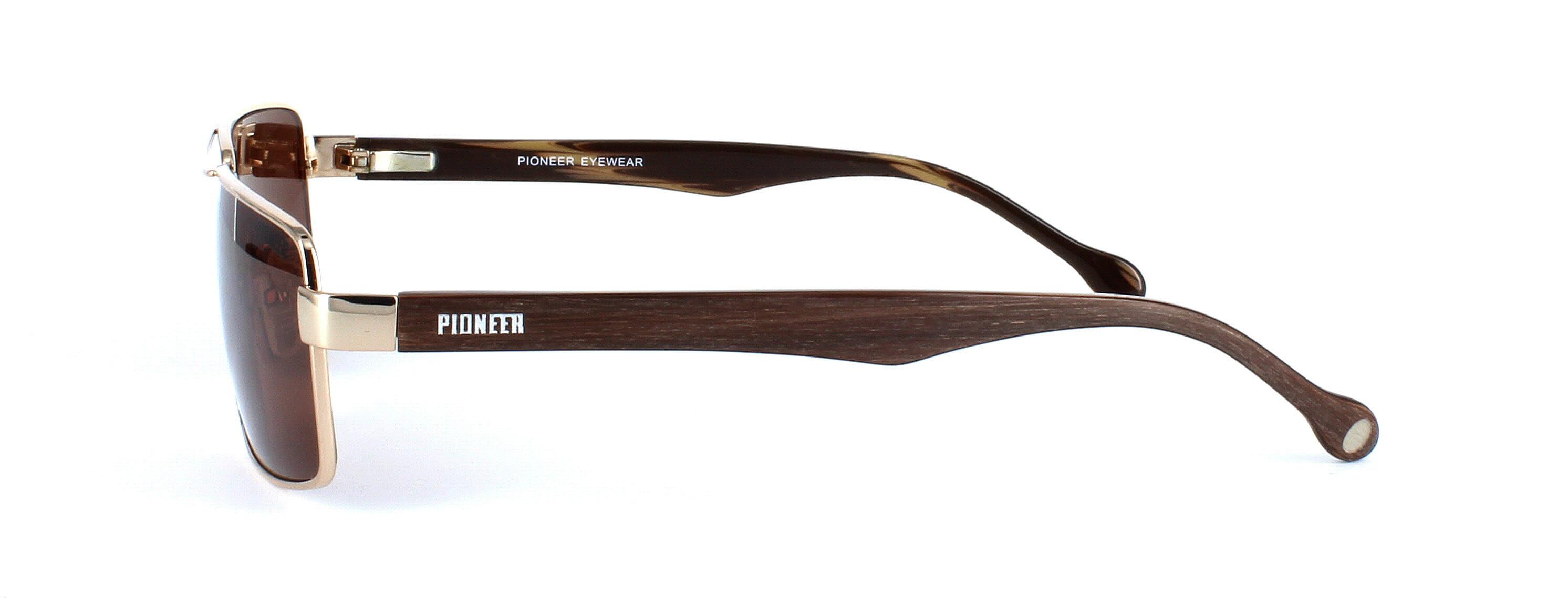 Odonata - Unisex aviator style prescription sunglasses in gold - image view 2