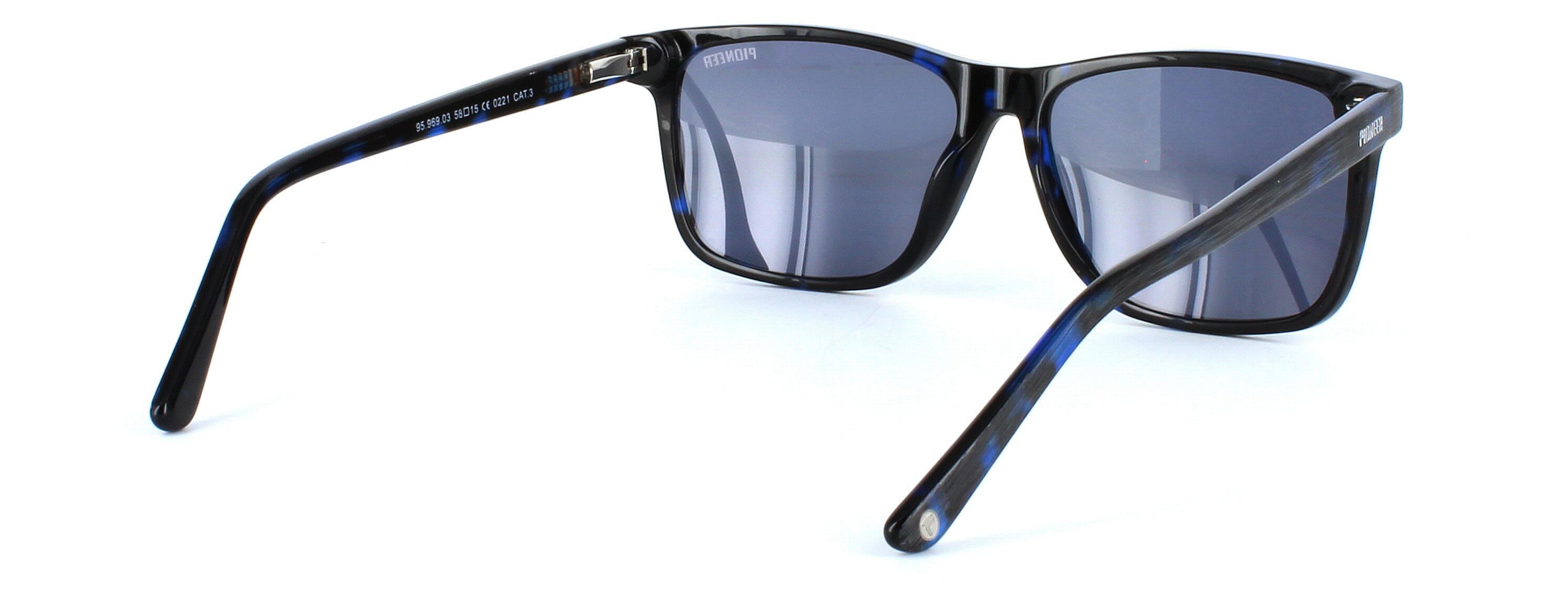 Angelo - Matt gunmetal with blue blotch unisex plastic sunglasses - image view 4